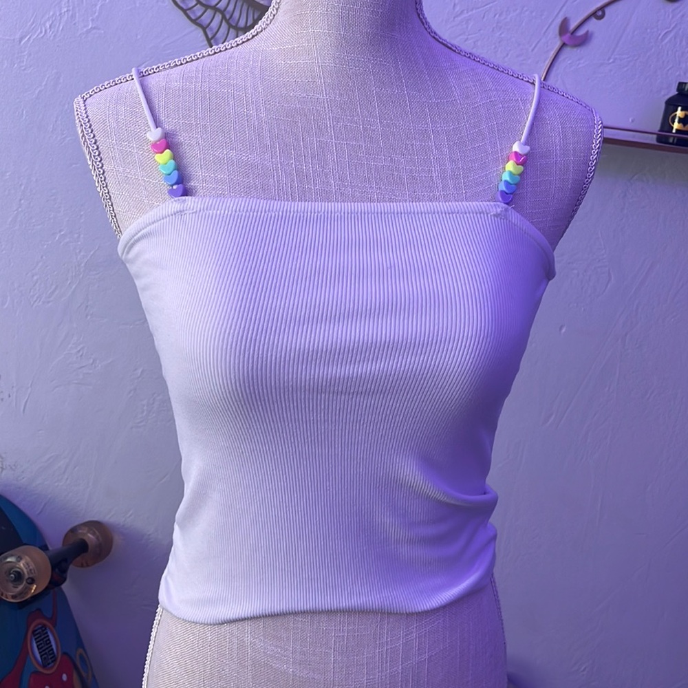 Cute white heart crop top